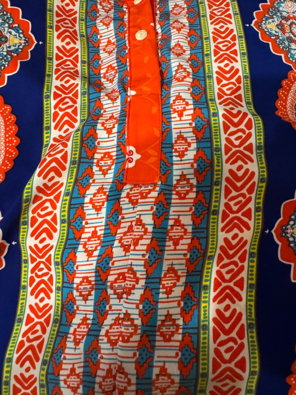 Gibson & Latimer NWT Placement Print Boho Tunic Blouse Size. XL orange Blue - Picture 12 of 13